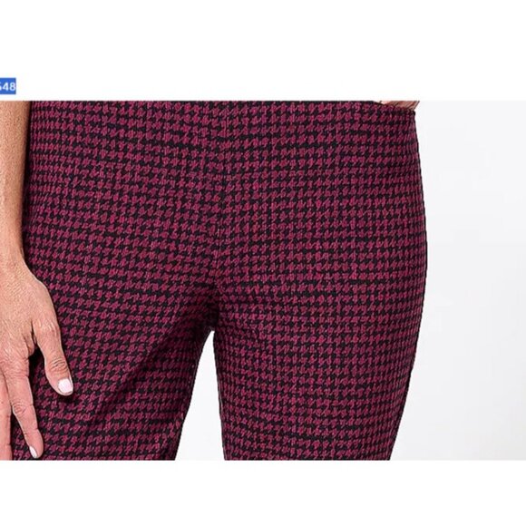 Susan Graver Printed Textured Woven Ankle Pants Wine/Black Reg 16 A610548 - Picture 2 of 2